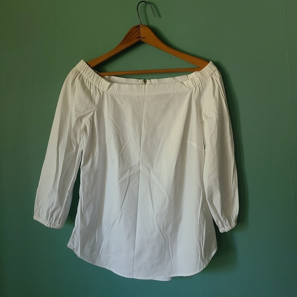 WHBM Cotton Blend Solid White Top